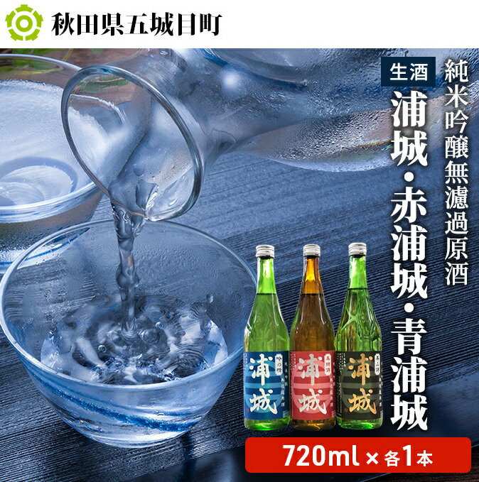 【生酒】純米吟醸無濾過原酒「浦城」「赤浦城」「青浦城」720ml 各1本 お酒 日本酒 純米吟醸酒 アルコール