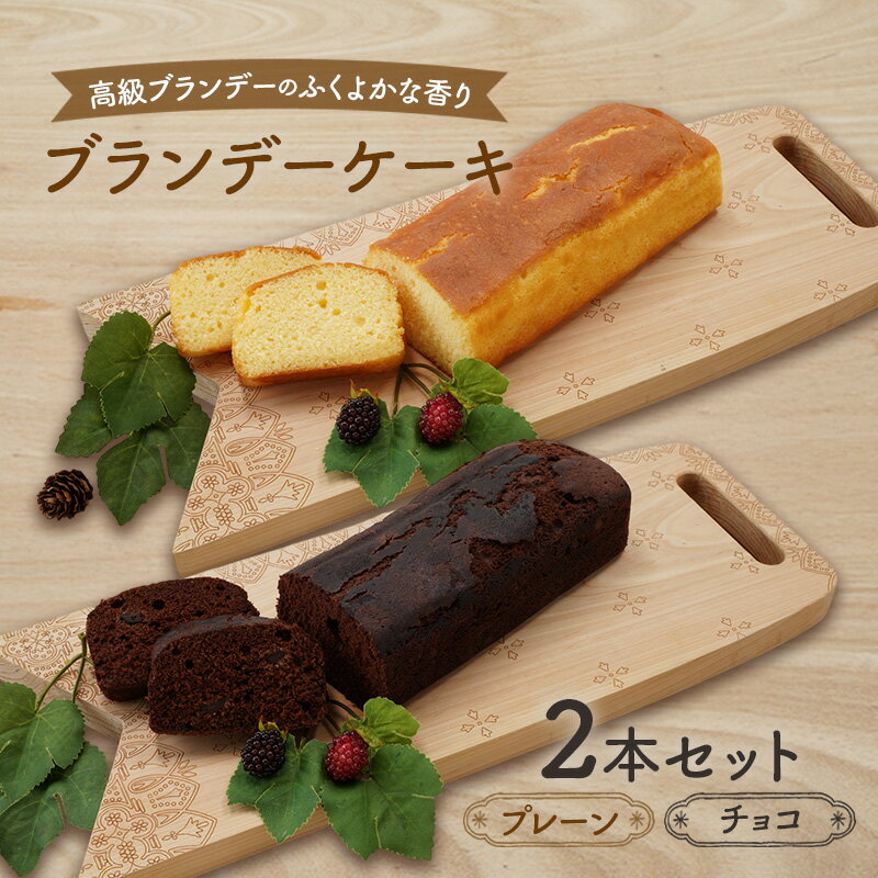 高級ブランデーのふくよかな香り ブランデーケーキ2本セット（プレーン・チョコ） お菓子 スイーツ チョコレートケーキ