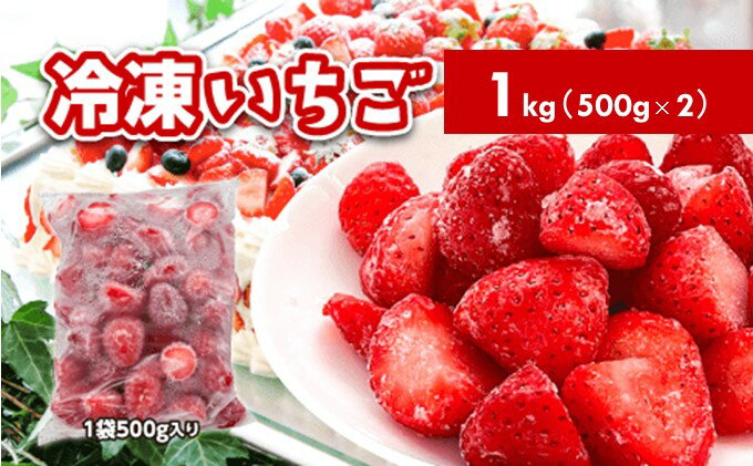 【ふるさと納税】冷凍いちご　1kg（500g×2）国産 イチゴ ジャム スムージー お菓子づくり 果物 フルーツ 冷凍果物 冷凍フルーツ そのまま トッピング フローズンイチゴ ストロベリー サムネイル2