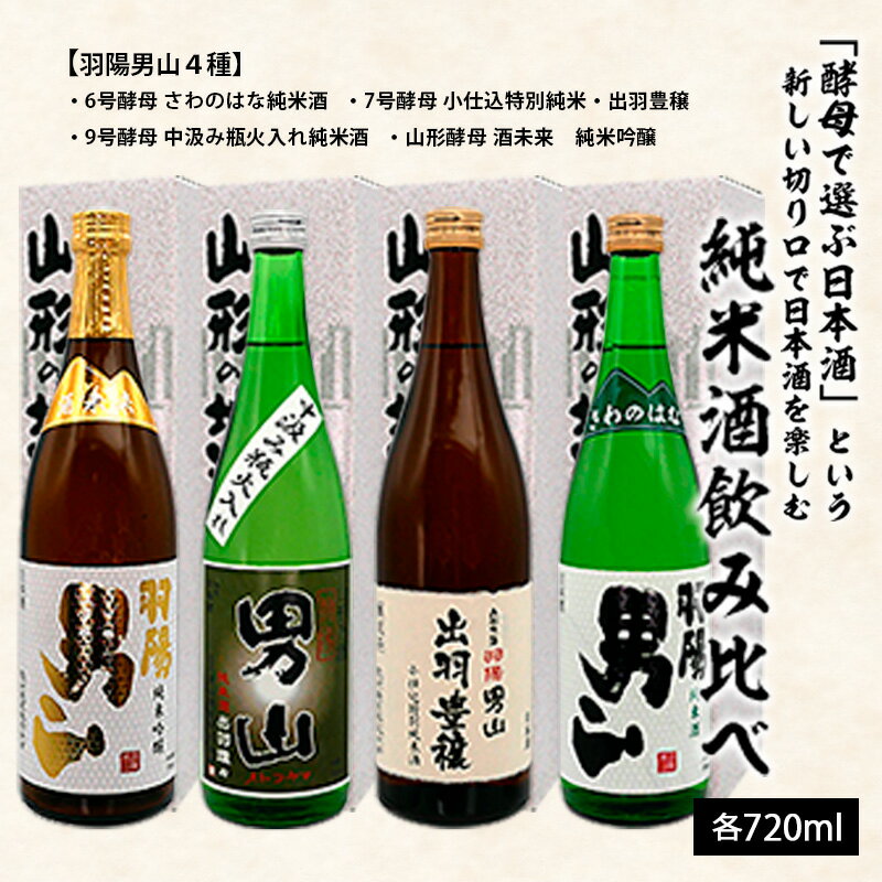 「酵母で選ぶ日本酒」という新しい切り口で日本酒を楽しむ純米酒飲み比べ 720ml×4本 fz20-704 山形 お取り寄せ 送料無料