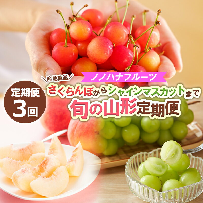 【定期便3回】ノノハナフルーツ さくらんぼからシャインマスカットまで【産地直送】 旬の山形定期便 【令和8年産先行予約】FS24-718 くだもの 果物 フルーツ 山形 山形県 山形市 お取り寄せ 2026年産