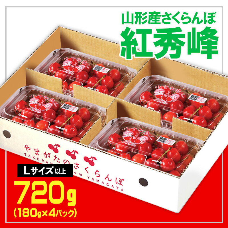 ★山形さくらんぼ紅秀峰☆Lサイズ以上 720g(180g×4) 【令和8年産先行予約】 FS25-556 くだもの 果物 フルーツ 山形 山形県 山形市 お取り寄せ 2026年産
