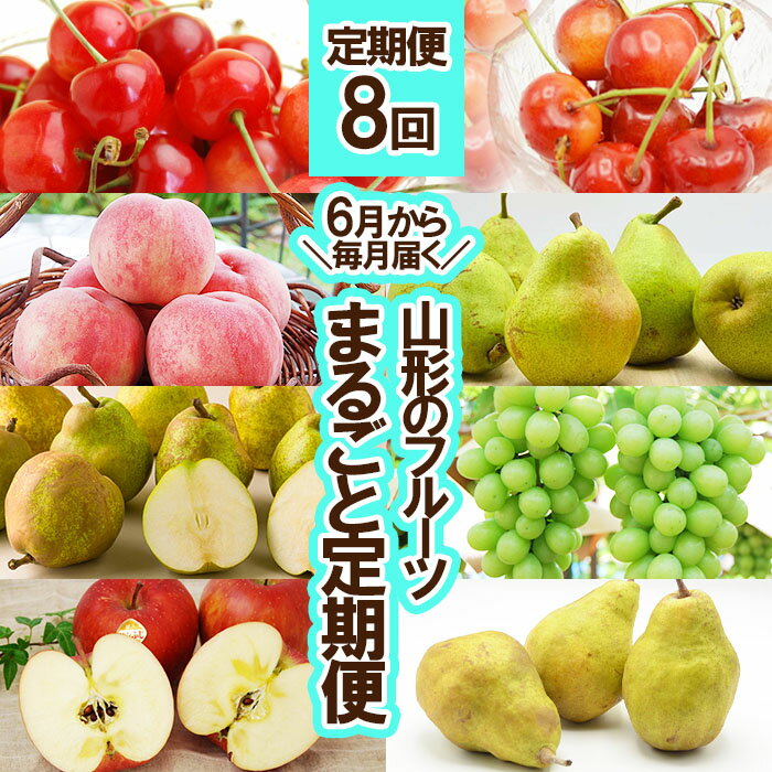 ★定期便8回★【6月から毎月届く】山形のフルーツまるごと定期便 【令和8年産先行予約】FS25-637 くだもの 果物 フルーツ 山形 山形県 山形市 お取り寄せ 2026年産