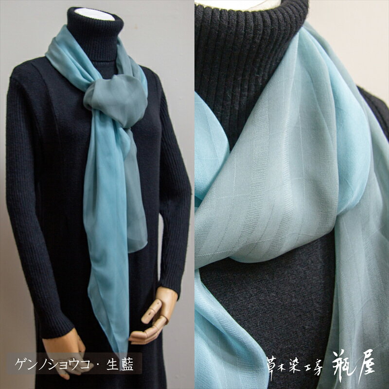 【ふるさと納税】二色染めスカーフ【ゲンノショウコ・生藍 】 FY24-061 サムネイル2