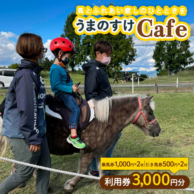 うまのすけCafe 利用券 3,000円分(乗馬券1,000円×2枚、引き馬券500円×2枚) FY24-192