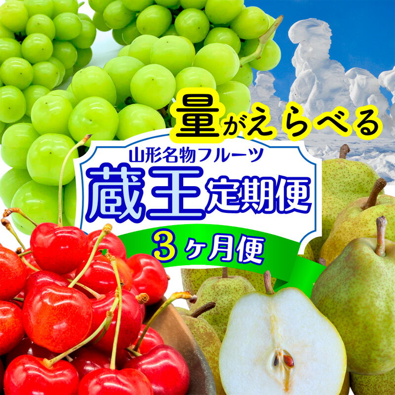 【定期便3回】やまがた フルーツ定期便 ”蔵王” 山形名物フルーツ [佐藤錦・シャインマスカット・ラ・フランス] fz24-528 fy25-343 食べきりサイズ 増量サイズ くだもの 果物 フルーツ 山形 山形県 山形市 お取り寄せ