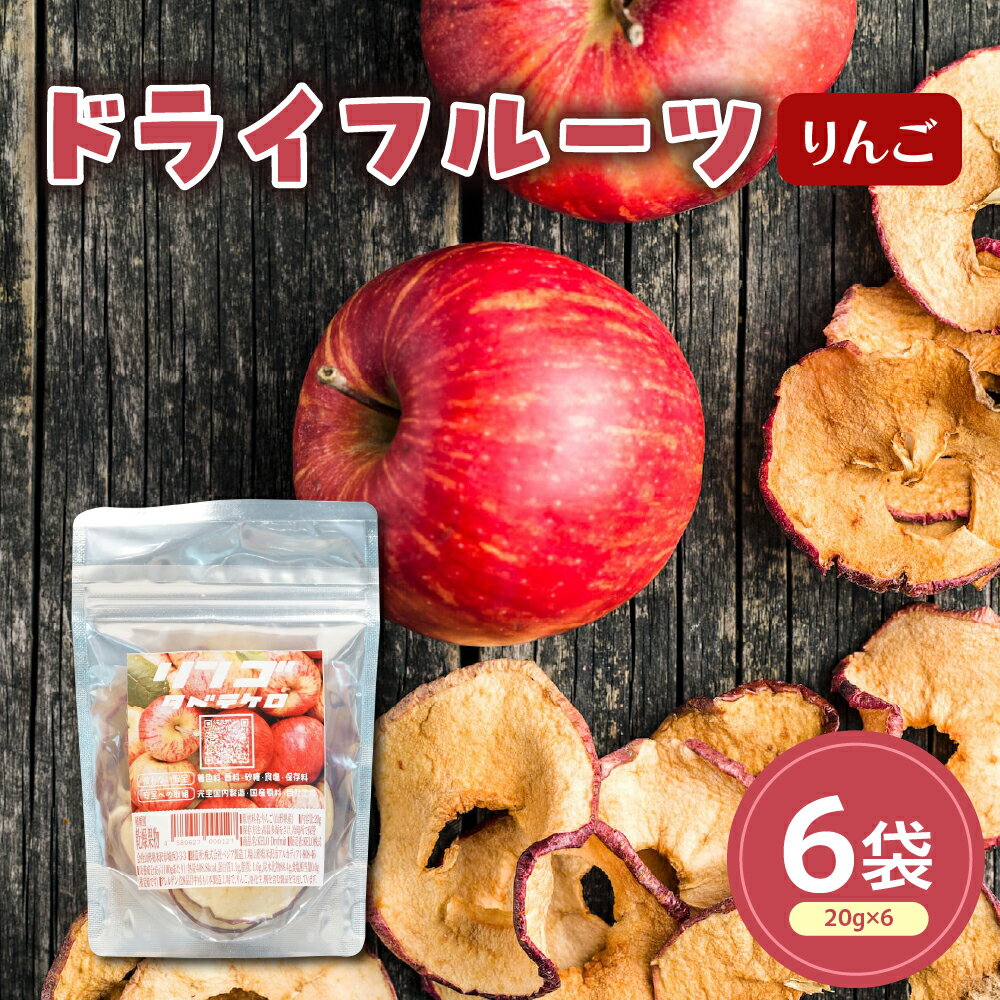 ドライフルーツ りんご 山形県産 6袋 計 120g ( 1袋 20g ) 紅玉りんご 紅玉 ドライ 化学調味料不使用 フルーツ おやつ 常温保存 常温配送 山形県 米沢市