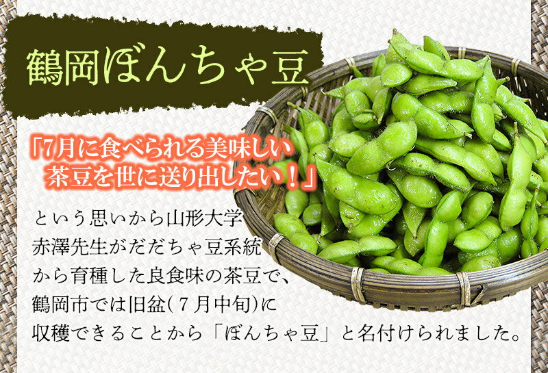 【ふるさと納税】【令和8年産先行予約】山形セレクション認定！15代目「治五左衛門」の新枝豆「つるおか・ぼんちゃ豆」1.35kg(450g×3袋) - 画像3