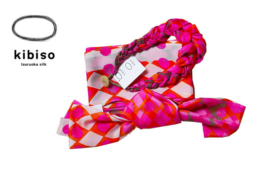袋ストール（鉄砲菱＋鉄砲桝）／桃　kibiso　B65-801