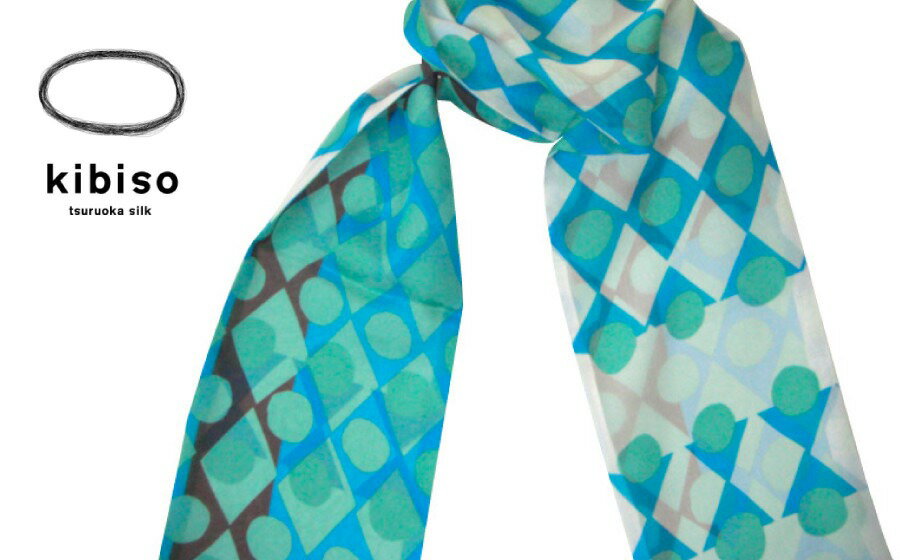 【ふるさと納税】袋ストール（鉄砲菱＋鉄砲桝）／青　kibiso　B65-802 サムネイル2