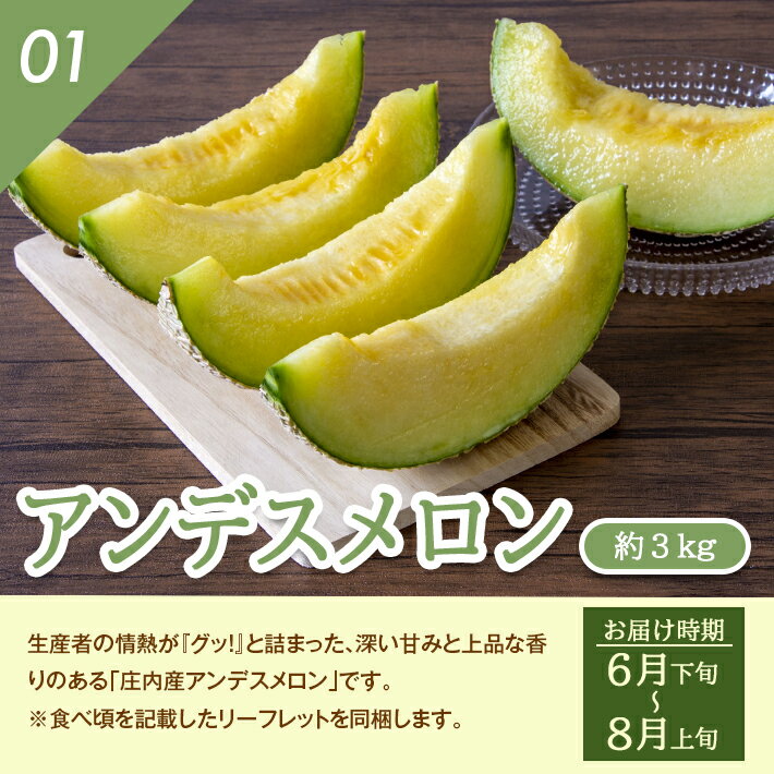 【ふるさと納税】≪4回定期便≫ とれたて！フルーツ頒布会2026 6月下旬〜8月上旬「アンデスメロン（青肉）約3kg」 8月下旬〜9月下旬「和梨 約3kg」 10月中旬〜11月中旬「庄内柿（種なし柿）約3kg」11月上旬〜12月上旬「ラ・フランス 約3kg」 山形県酒田産 ※着日指定不可 サムネイル2