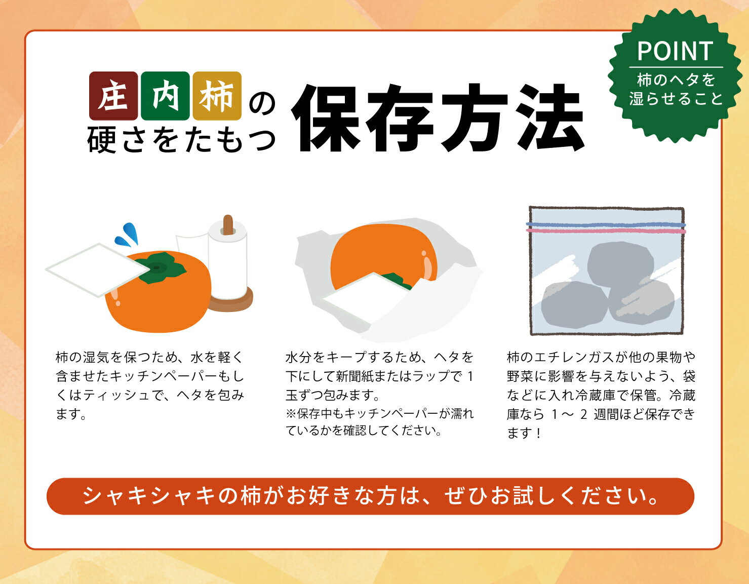 【ふるさと納税】庄内柿 平核無柿 L～2Lサイズ 32～36玉入り 約7.5kg 10月中旬〜11月中旬頃お届け ※着日指定不可 東北 山形県 酒田市 庄内地方 柿 かき カキ 種無し柿 種なし柿 農協 JA 産地直送 果物 くだもの フルーツ 秋 旬 サムネイル3