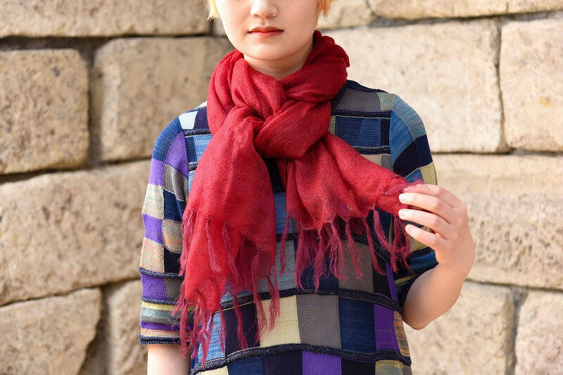 【ふるさと納税】極細モヘヤ糸 フーガ大判ストール【レッド、イエロー、パープル、ブラック】／ 日本製 ファッション 小物 Sato-S2 佐藤繊維 made in Japan 季節 東北 山形 やまがた さがえ サムネイル2