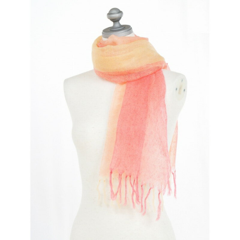 【ふるさと納税】【イエロー】紅花染め×極細モヘヤ糸フーガ ストール（約178cm×約53cm）【 ファッション 小物 無地 日本製 高級 モヘア 技術 伝統 国内製造 春 夏 ギフト プレゼント 贈答 東北 山形 山形県 寒河江市 佐藤繊維 Sato-S2 YELLOW 】 サムネイル2