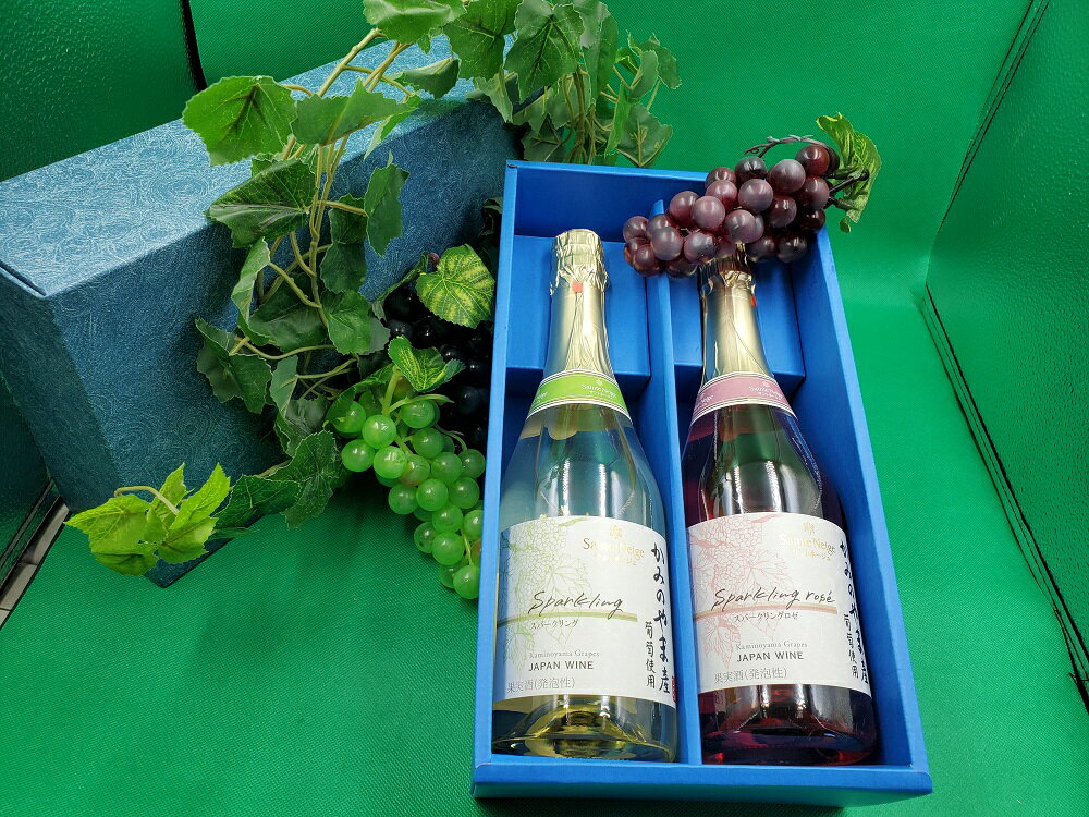 【ふるさと納税】かみのやま産 葡萄 スパークリング 720ml × 2本 セット ギフト箱 ワイン 辛口 日本ワイン スパークリングワイン お取り寄せ 送料無料 山形県 上山市 0141-2406 サムネイル3