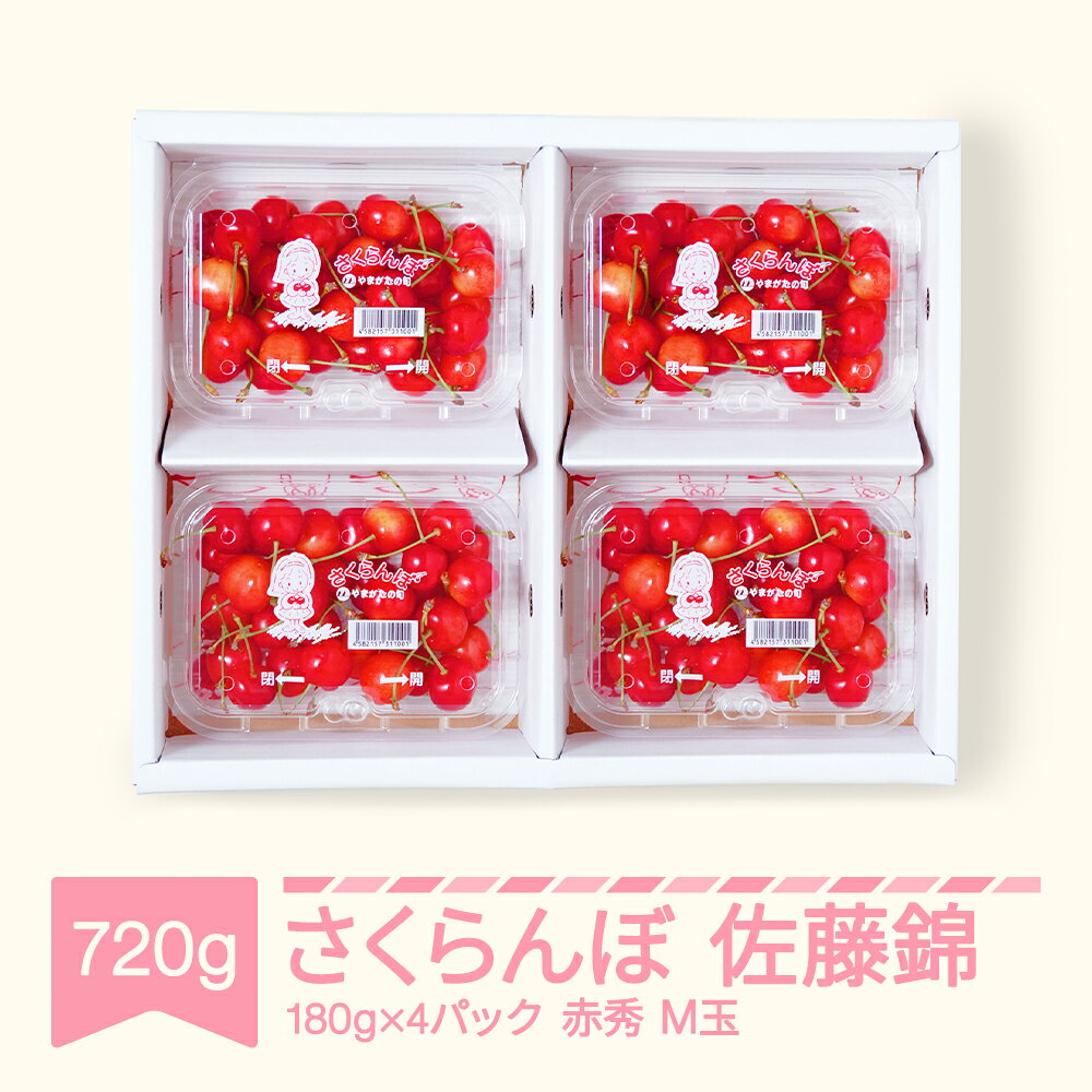 【先行予約】 さくらんぼ 佐藤錦 赤秀 M玉180g×4パック 2026年産 令和8年産 山形県産 mm-snpmx800