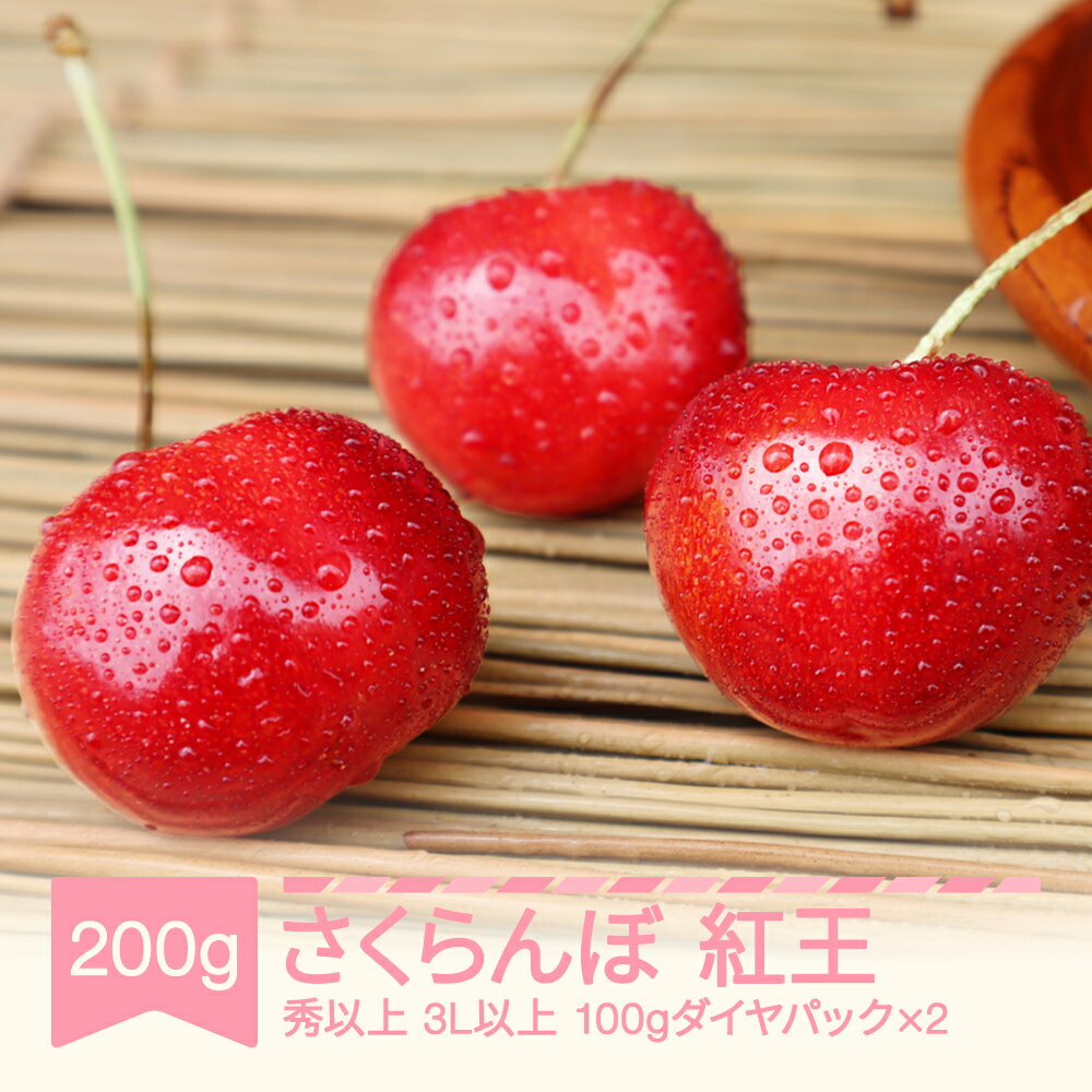 【先行予約】さくらんぼ やまがた紅王 3L以上 秀品以上 200g 100g×2パック 2026年産 令和8年産 山形県産 送料無料 ※沖縄・離島への配送不可 mm-yb3ld200
