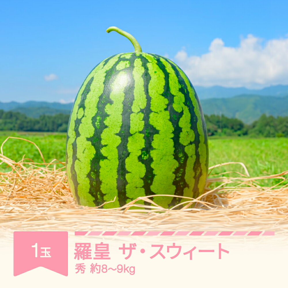 【先行予約】すいか 羅皇ザ・スウィート 1玉 約8~9kg 令和8年産 2026年産 果物 送料無料 ※沖縄・離島への配送不可 no-surox1