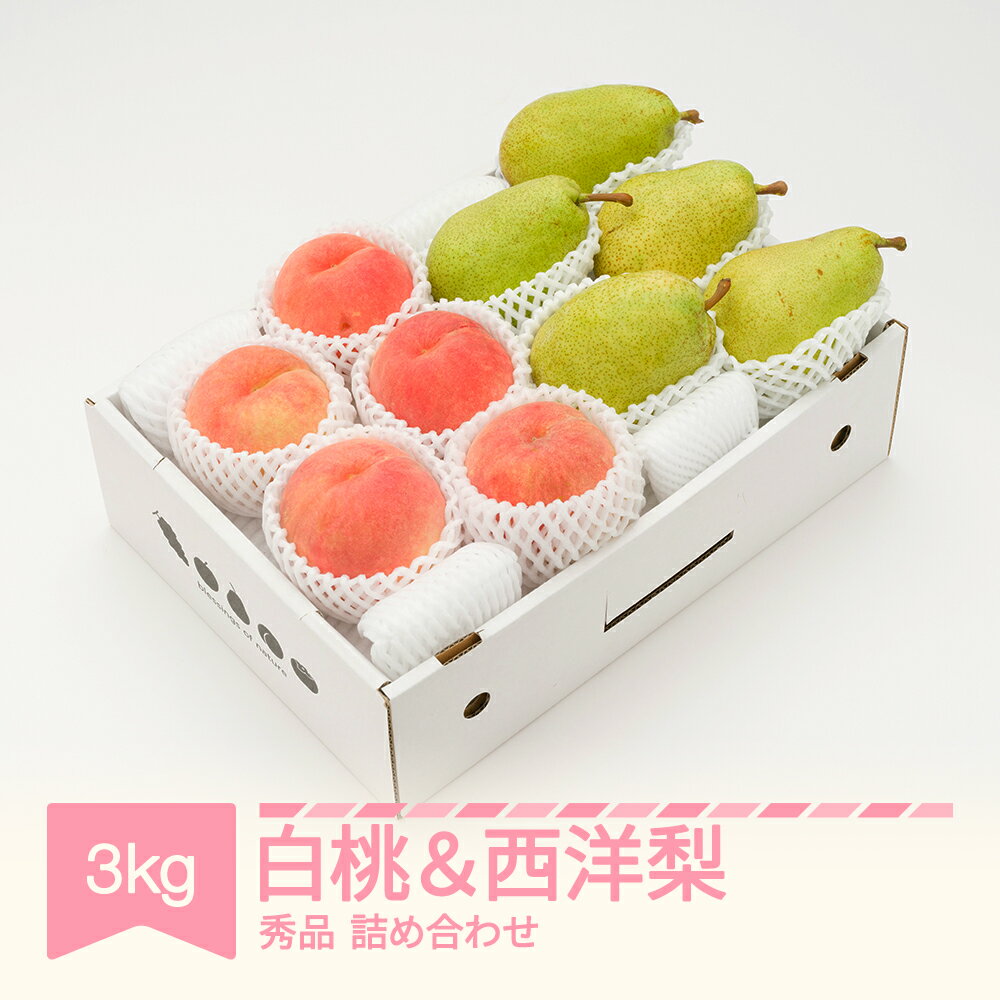 【先行予約】 白桃 秀品 & 西洋梨 詰め合わせ 3kg 令和8年産 2026年産 果物 桃 梨 送料無料 ns-fshyx3※沖縄・離島への配送不可