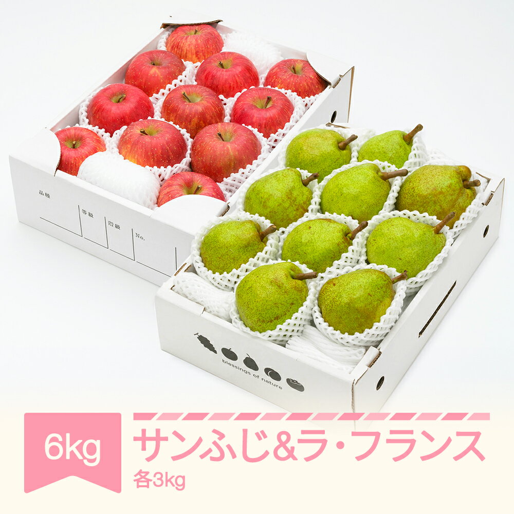 りんご サンふじ 3kg ラ・フランス 3kg 計6kg 令和7年産 2025年産 山形県産 ラフランス リンゴ 林檎 セット 果物 送料無料 ns-rilax6 ※沖縄・離島への配送不可