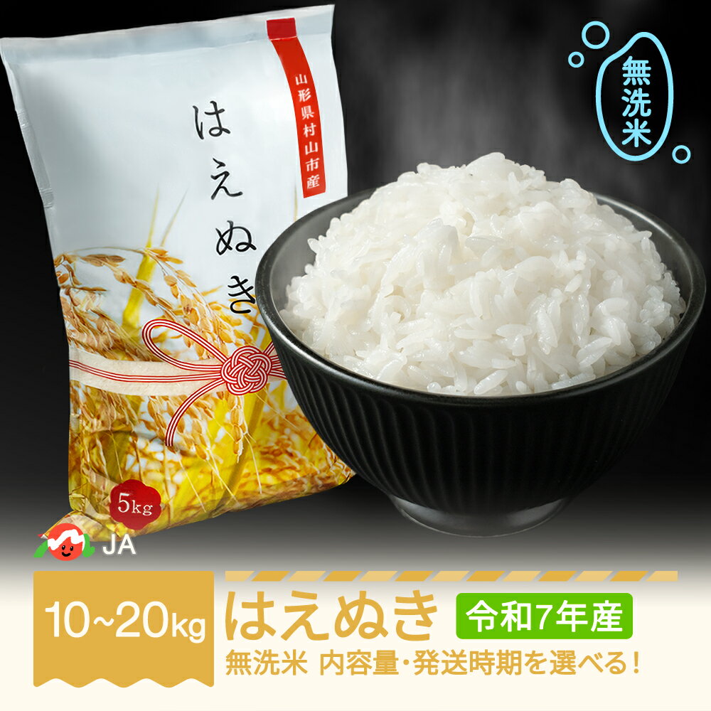 お米 5kg 10kg 15kg 20kg はえぬき 無洗米 令和7年産 2025年産 選べる内容量 山形県村山市産 送料無料 ※沖縄・離島への配送不可