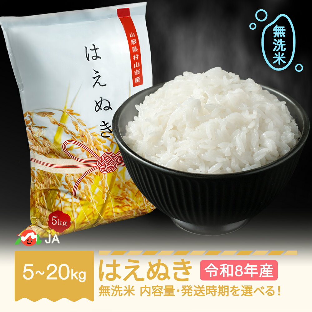 【先行予約】新米 米 5kg 10kg 15kg 20kg はえぬき 無洗米 令和8年産 2026年産 山形県村山市産