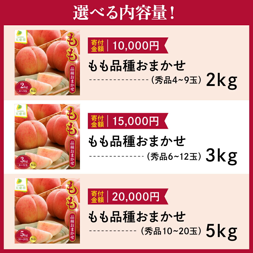 【ふるさと納税】もも ( 品種 おまかせ ) 選べる 2kg / 3kg / 5kg 秀品 令和8年産 先行予約 2026年 桃 黄桃 人気 おすすめ フルーツ 果物 くだもの 山形 お取り寄せ 産地直送 送料無料 【 山形県 天童市 】 サムネイル2