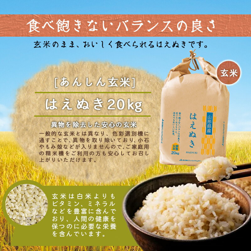【ふるさと納税】 あんしん玄米 20kg 選べる 1品種 つや姫 はえぬき 雪若丸 20kg / 20kg×1袋 令和7年産 お米 米 コメ こめ おこめ 玄米 ブランド米 玄米生活 健康志向 ごはん おにぎり 20キロ 袋 お取り寄せ 送料無料 大容量 産地直送 【 山形県 天童市 】 - 画像3