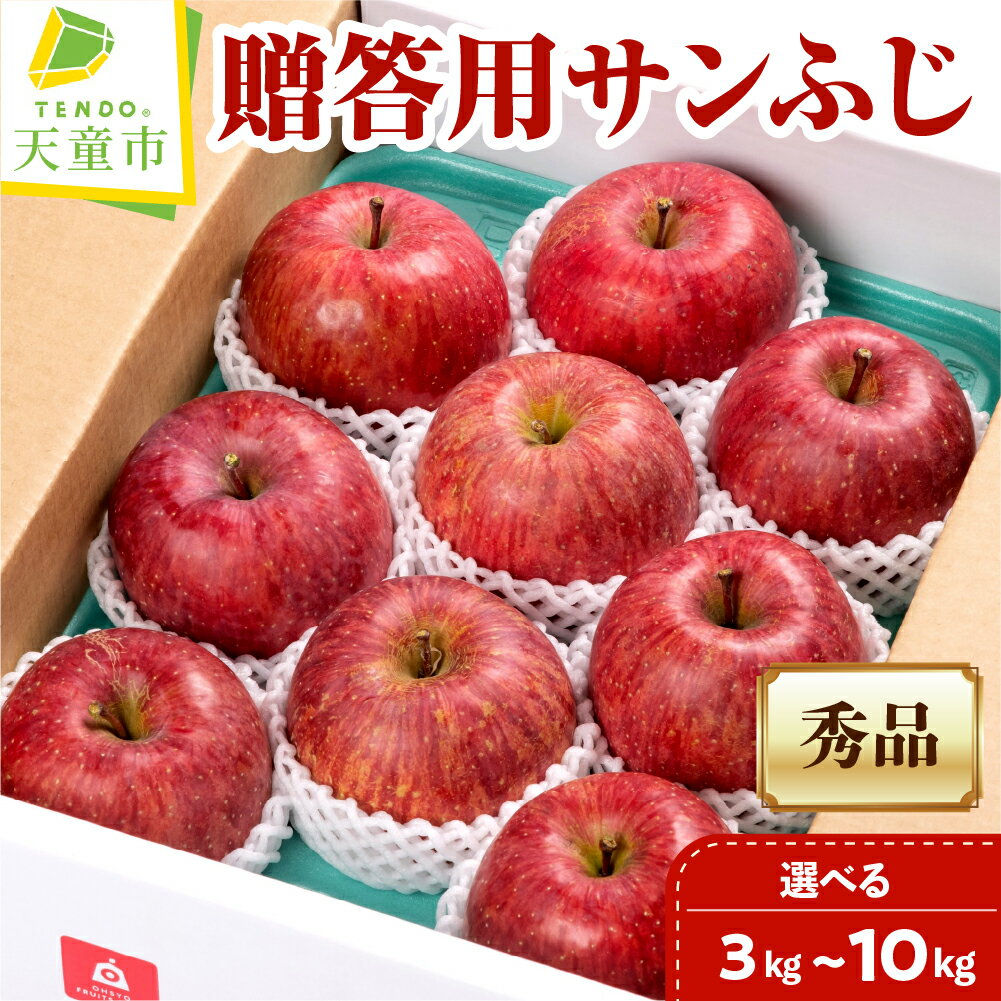 贈答用 サンふじ 選べる 3kg / 5kg / 10kg ふじ りんご リンゴ 果物 フルーツ 秀 のし 贈答 贈り物 ギフト プレゼント おすそ分け お取り寄せ 旬 秋 冬 期間限定 産地直送 送料無料 先行予約 【 山形県 天童市 】