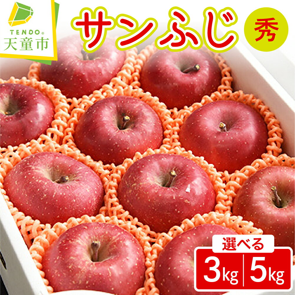 りんご ( サンふじ ) 選べる 3kg / 5kg ふじ りんご 果物 フルーツ 秀 のし 贈答 ギフト プレゼント おすそ分け お取り寄せ 旬 秋 冬 期間限定 送料無料 先行予約 【 山形県 天童市 】