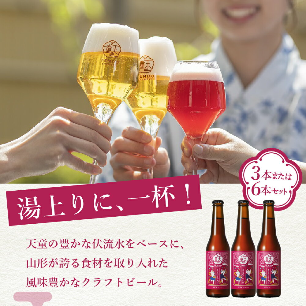 【ふるさと納税】 天使のさくらんぼ ( クラフトビール ) 選べる 3本 / 6本 セット 3本セットのみ【グラス付き】 お酒 佐藤錦 さくらんぼ チェリー フルーツラガー 5% 330ml ご家庭用 のし 贈答 ギフト 冷蔵 送料無料 お取り寄せ 【 山形県 天童市 】 サムネイル2