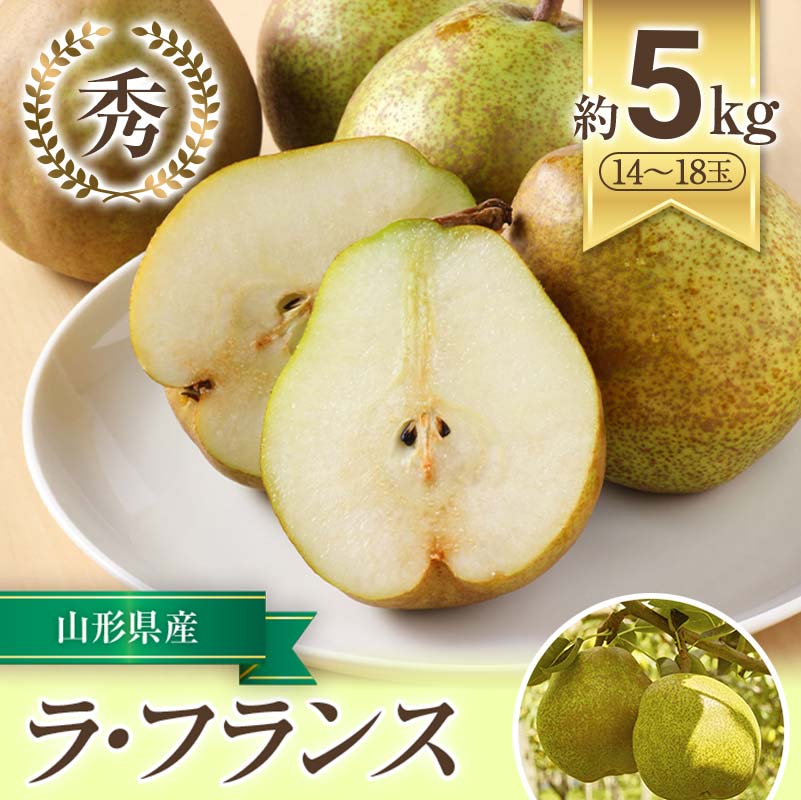 【令和7年産先行予約】 JA ラ・フランス 約5kg (14～18玉 秀) 《令和7年11月上旬～12月上旬発送》 『JA山形おきたま』 洋梨 果物 フルーツ 山形県 南陽市 [717-R7]