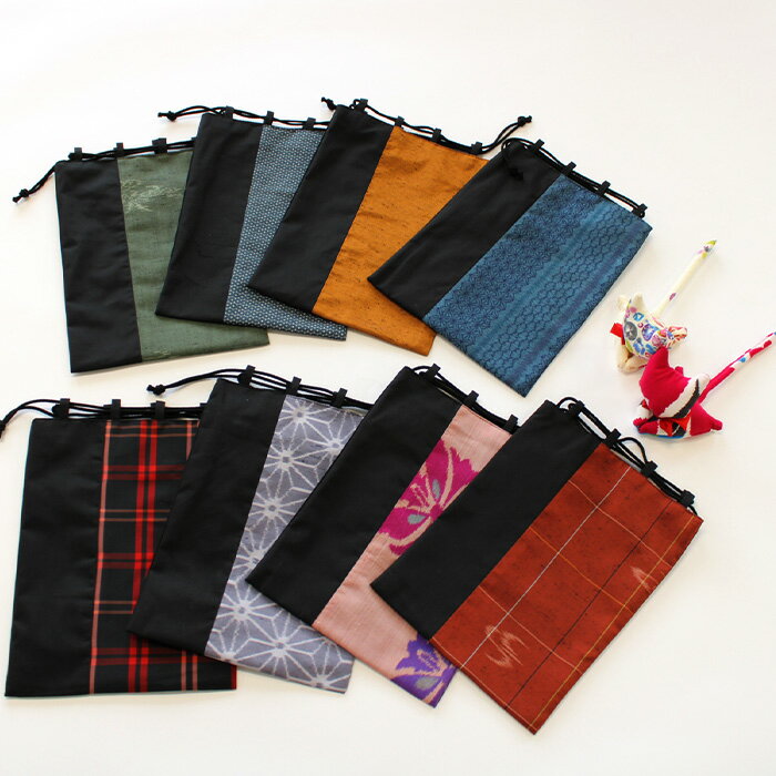 【ふるさと納税】 【障がい者支援】和のきんちゃく袋 2枚 ＋ ねこちゃんクリップ 1個 『特定非営利活動法人 花未来』 山形県 南陽市 [728] サムネイル2