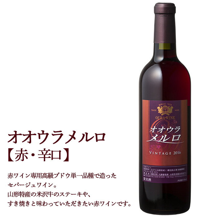【ふるさと納税】 大浦葡萄酒 オオウラメルロ ＆ ファインドライ甲州 (各720ml×1本) 『(有)大浦葡萄酒』 山形県 南陽市 [1079] サムネイル2