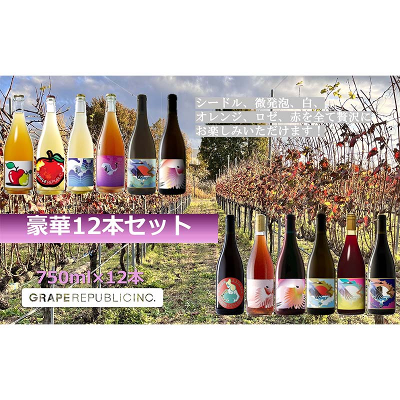 グレリパ 豪華 12本セット 750ml × 12本 『(株)グレープリパブリック』 シードル 微発砲ワイン 白ワイン オレンジワイン ロゼワイン 赤ワイン 山形県 南陽市 [2423]