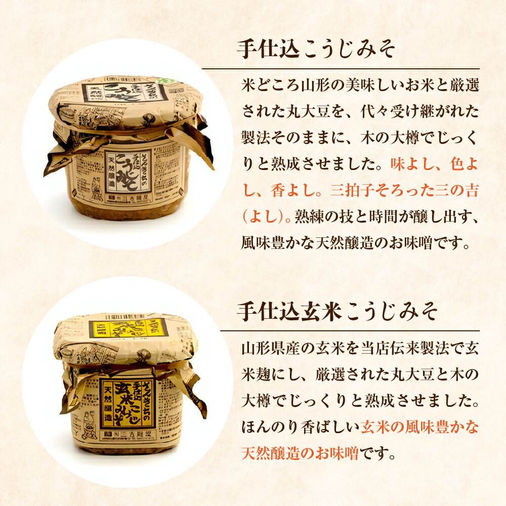 【ふるさと納税】三吉麹屋 の 味噌 ・ 醤油 4種類 セット / 手造り製法 稲麹 天然醸造 お味噌 手仕込 こうじみそ 玄米 玄米麹 玄米麹 手搾り醤油 国産大豆 国産小麦 味醤油 かつお節 昆布だし だし入りしょうゆ 大人気 家庭 山形県 河北町 サムネイル3