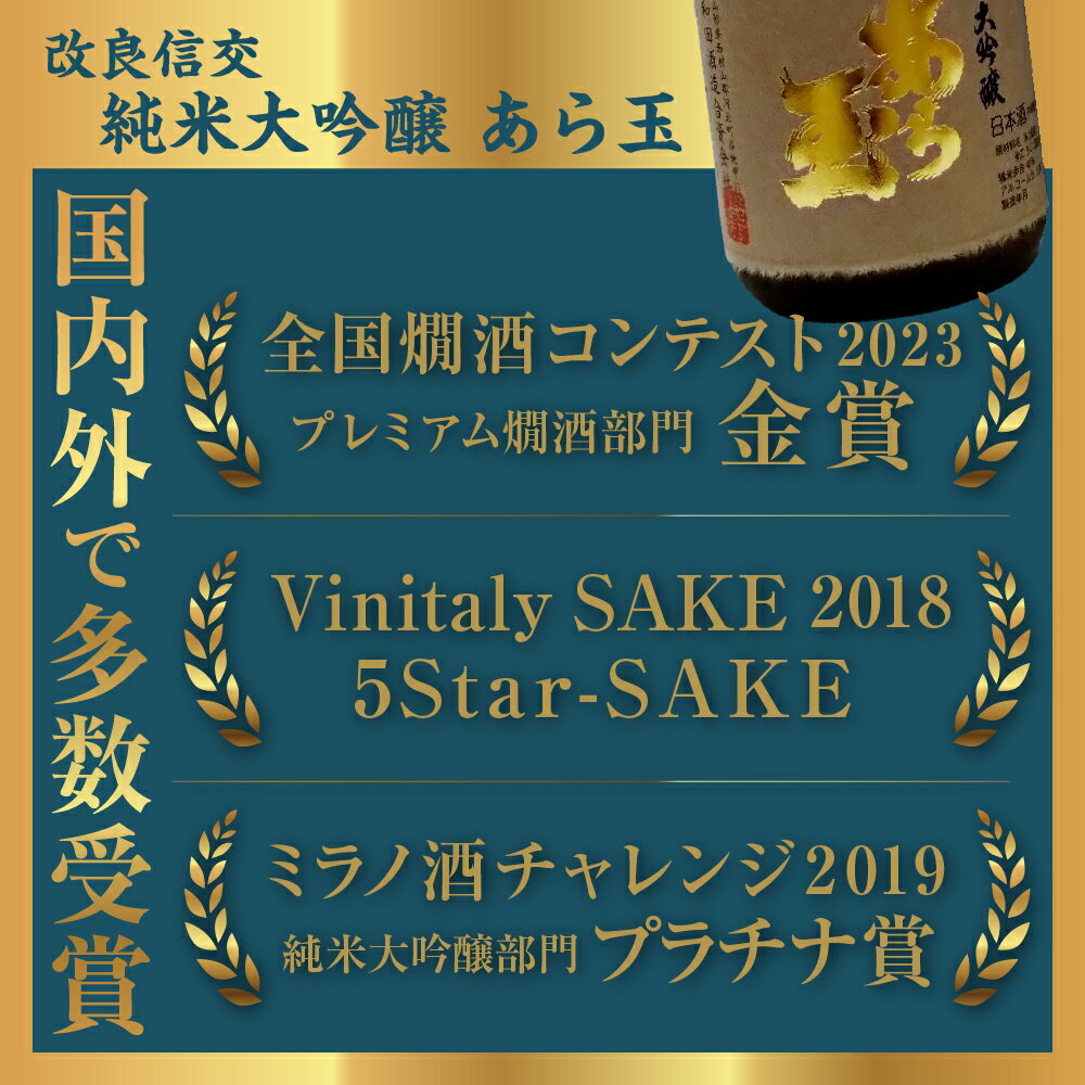 【ふるさと納税】日本酒 改良信交 純米大吟醸 あら玉（1800ml×1本）お酒 酒 さけ sake 地酒 東北 山形 河北 ご当地 やまがた かほく 受賞酒 一升瓶 やや辛口 普段 晩酌 お取り寄せ 贈答 送料無料 サムネイル3