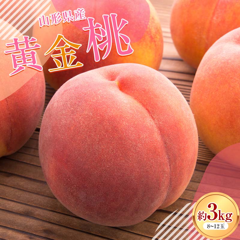 ≪2026年先行予約≫ 山形県産 黄金桃 約3kg（8～12玉） 秀品 柔らかくなる 2026年8月中旬から順次発送 黄桃 黄色 桃 もも モモ 果物 くだもの 夏果実 フルーツ 産地直送 山形県 西川町 月山 FYN6-114