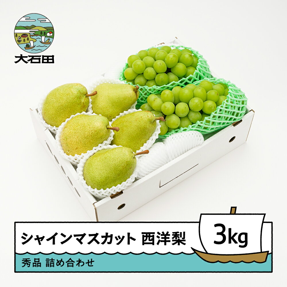 【先行予約】 シャインマスカット 西洋梨 秀品 品種おまかせ 詰め合わせ 3kg 2026年産 令和8年産 山形県産 送料無料 ぶどう 梨 洋梨 果物 フルーツ セット アソート ns-fssyx3※沖縄・離島への配送不可