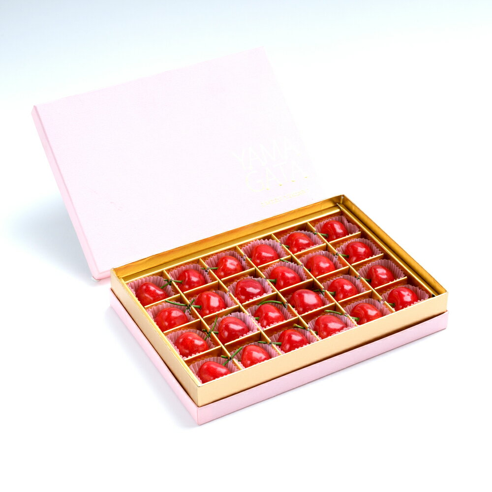 【ふるさと納税】さくらんぼ 佐藤錦 加温ハウス栽培 特秀MサイズまたはLサイズ プレゼント ギフト チョコ箱入 24粒 山形県産 送料無料 サクランボ サムネイル2