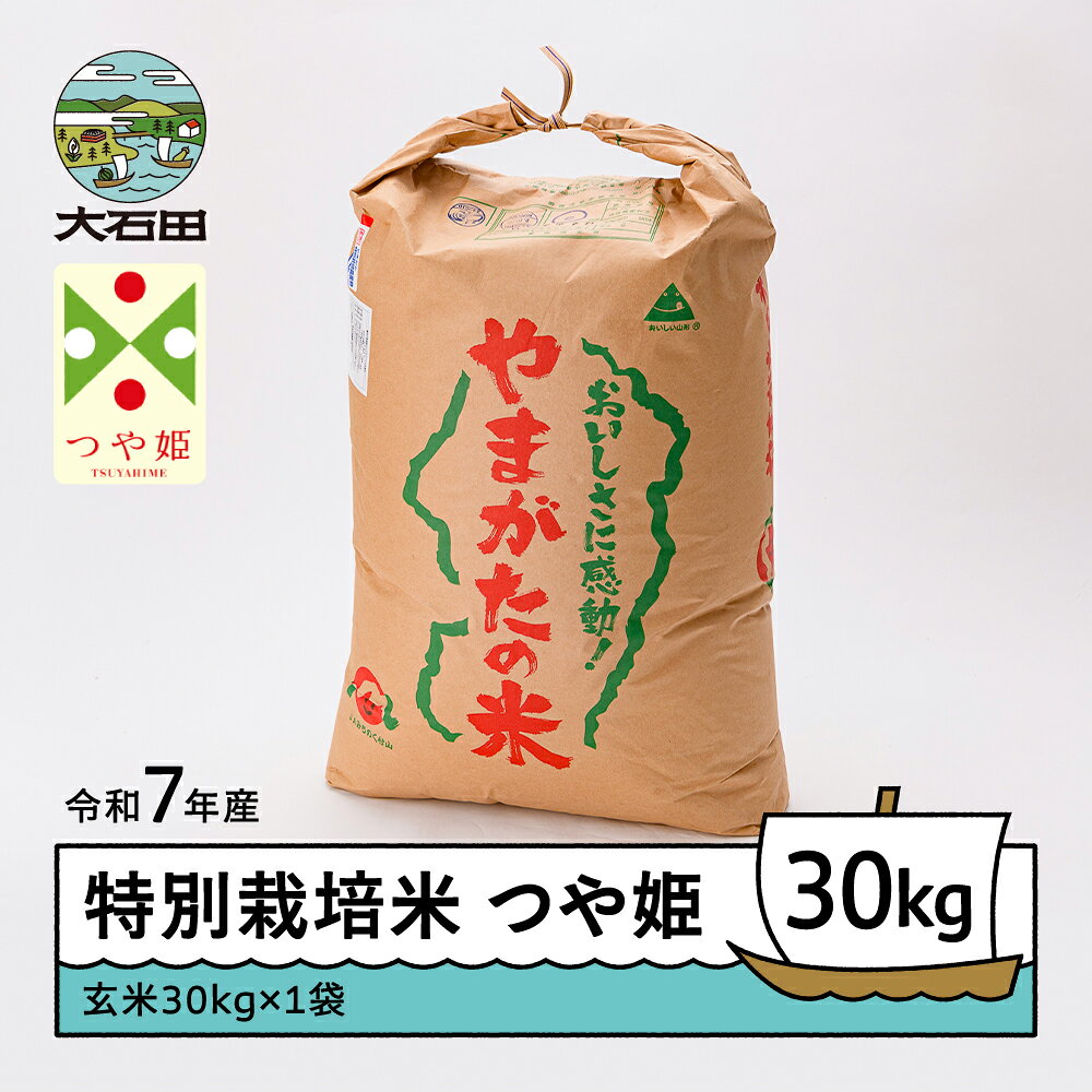 米 令和7年産 つや姫 30kg 大石田町産 特別栽培米 玄米 送料無料※沖縄・離島への配送不可 大石田 ja-tsgxa30