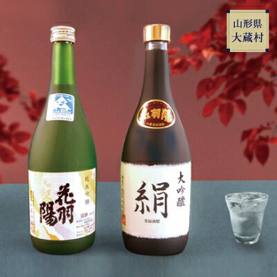 地酒飲みくらべセットA　大吟醸「絹」／純米吟醸「花羽陽出羽燦々」　各720ml