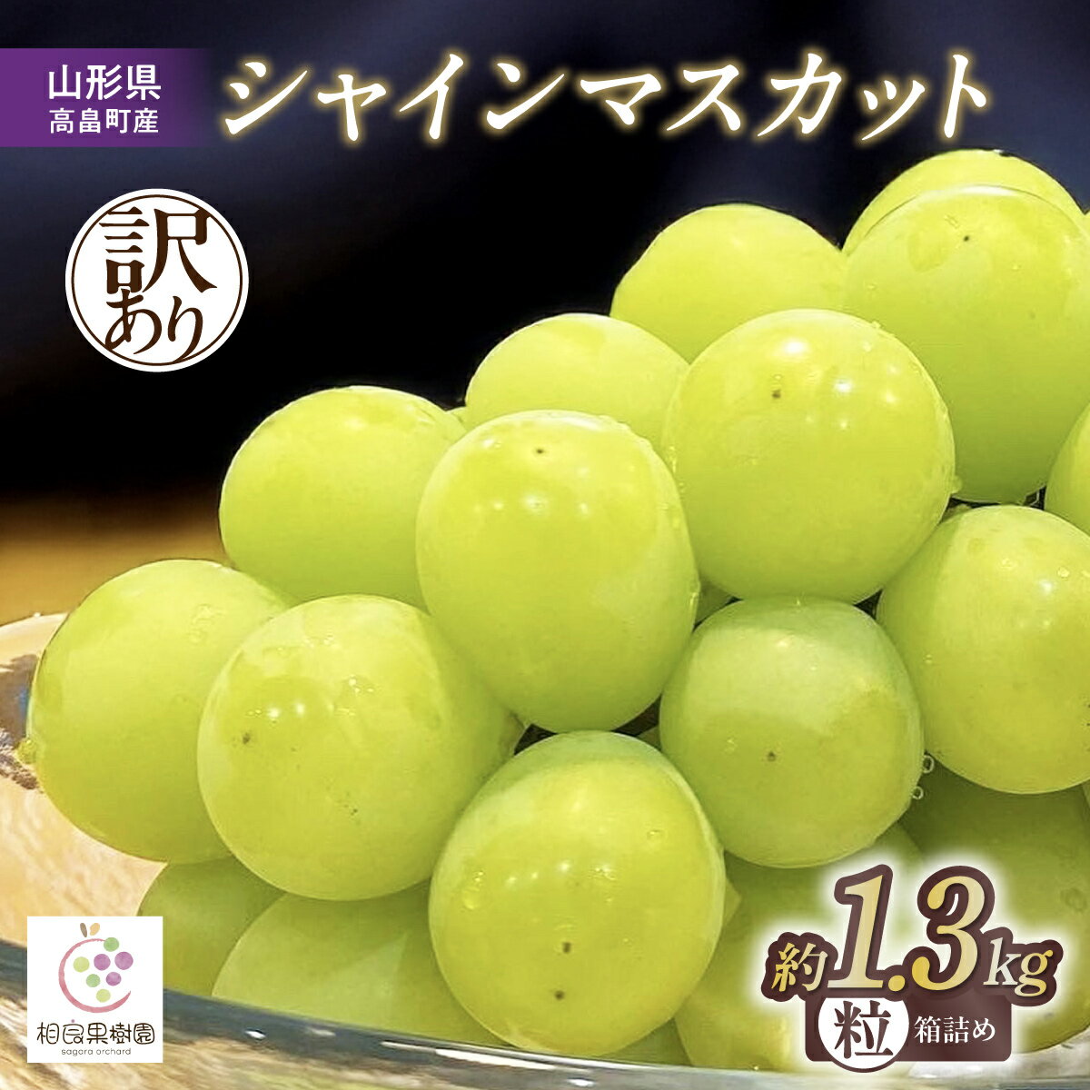 【期間限定発送】 訳あり シャインマスカット 箱 満杯詰め 粒 約1.3kg [相良果樹園 山形県 高畠町 tk06ayt350002] 種無し ブドウ 葡萄 産地直送 農家直送 果物 フルーツ くだもの