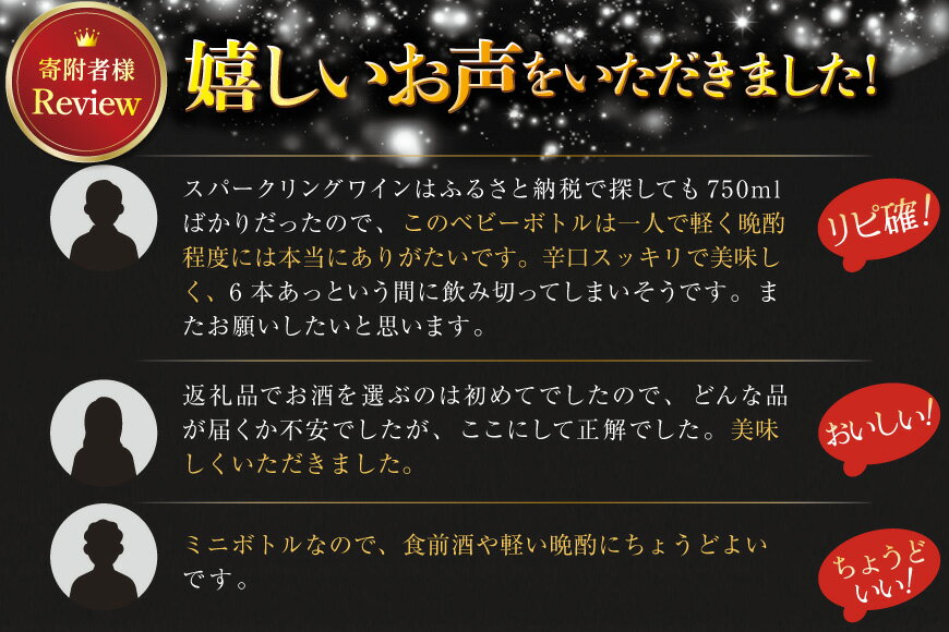 【ふるさと納税】 スパークリング ミニボトル 嘉 スパークリングワイン 辛口 200ml 6本 [高畠ワイナリー 山形県 高畠町 tk06ays730087] 白ワイン 炭酸 お酒 酒 - 画像2