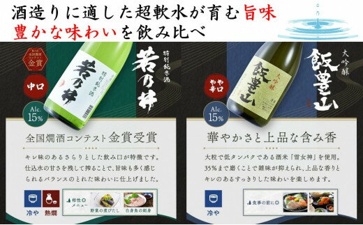 【ふるさと納税】日本酒飲み比べ 飯豊の地酒セット 大吟醸「飯豊山」、特別純米酒「若乃井」 サムネイル2