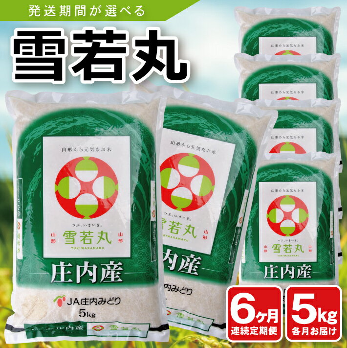 ≪6ヶ月定期便≫ 雪若丸 5kg×6ヶ月連続 計30kg 山形県庄内産 ご希望期間の毎月下旬頃にお届け JA 農協 産地直送 精米 白米 庄内米 東北 遊佐町 ブランド米