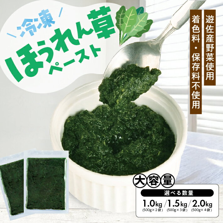 冷凍ほうれん草ペースト 選べる数量 2～4袋 1袋あたり500g 山形県遊佐産 冷凍便 ※離島発送不可 冷凍 ほうれん草 ほうれんそう ホウレンソウ 野菜 野菜ペースト お菓子作り 離乳食 介護食 小分け ゆざ食彩工房 遊佐町 庄内 東北