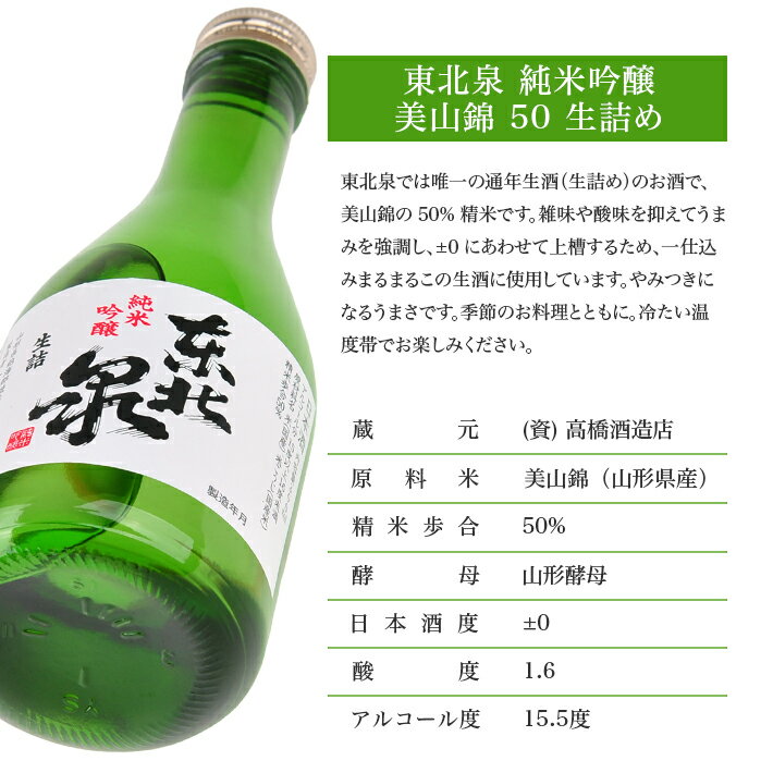 【ふるさと納税】遊佐の生酒 300ml 2種類飲み比べ 6本セット 東北泉「純米吟醸 美山錦 生」 杉勇「吟醸 山田錦 生」 冷蔵便 ※離島発送不可 高橋酒造店 杉勇蕨岡酒造場 生酒 生詰め 純米吟醸酒 吟醸酒 山形県 遊佐町 庄内 日本酒 お酒 清酒 サムネイル2