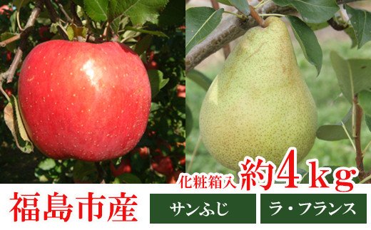 No.0791 りんご「サンふじ・ラフランス詰合せ」約4kg化粧箱入【2025年度発送】