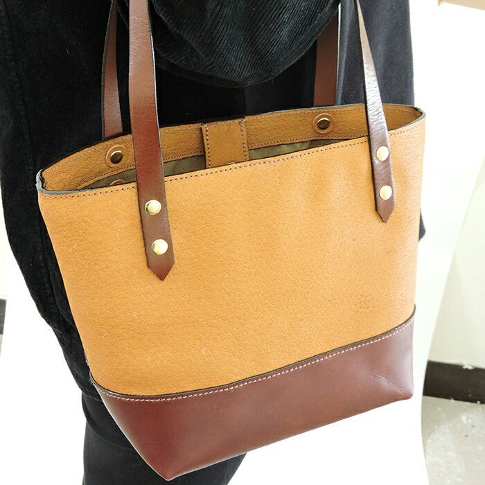 【ふるさと納税】イノシシ革トートバッグ（茶×こげ茶） F20C-343 サムネイル2